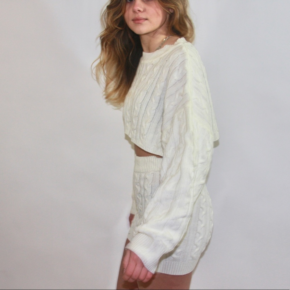 Cropped Two Piece Sweater Set